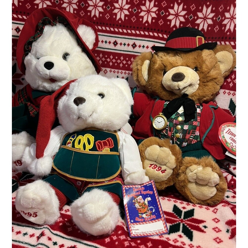 NEW Vintage Kmart CHRISTMAS BEAR Family Teddy Plush Velvet Stuffed 1993, 94, 95 - Picture 4 of 11